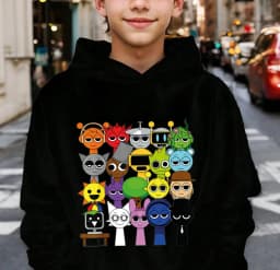 New Sprunki Cartoon Kids Hoodie Game Incredibox Sweatshirts Boys Clothes Girls Hooded Pullover Spring Children Long Sleeve Tops