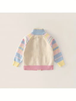 Children's Knitted Cardigan Zipper Jacket with Cartoon Embroidery, Stylish New Spring and Autumn Sweater for Girls, Versatile for Spring
