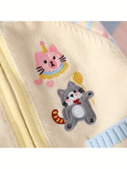 Children's Knitted Cardigan Zipper Jacket with Cartoon Embroidery, Stylish New Spring and Autumn Sweater for Girls, Versatile for Spring