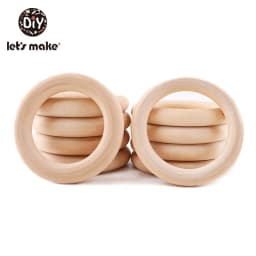 Let‘s Make 50pcs Wooden Rings DIY Customize Logo 98/70/55/40mm Smooth Surface Natural Maple Wood Rodent Baby Teething Bpa Free