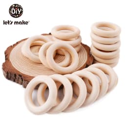 Let‘s Make 50pcs Wooden Rings DIY Customize Logo 98/70/55/40mm Smooth Surface Natural Maple Wood Rodent Baby Teething Bpa Free