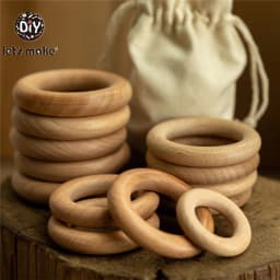 Let‘s Make 50pcs Wooden Rings DIY Customize Logo 98/70/55/40mm Smooth Surface Natural Maple Wood Rodent Baby Teething Bpa Free