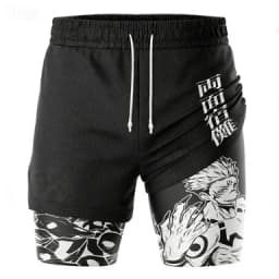 Japanese Anime Style "Ice Crack" Double-layer Shorts, Sports Men's Five-inch Pants