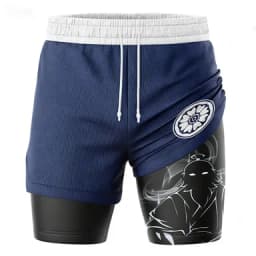 Japanese Anime Style "Ice Crack" Double-layer Shorts, Sports Men's Five-inch Pants