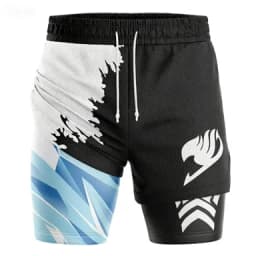 Japanese Anime Style "Ice Crack" Double-layer Shorts, Sports Men's Five-inch Pants