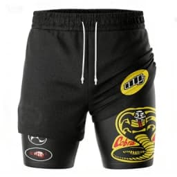 Japanese Anime Style "Ice Crack" Double-layer Shorts, Sports Men's Five-inch Pants
