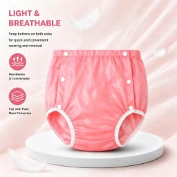 1 Piece Washable Reusable Adult Cloth Pants Pink & Transparent Soft Breathable Comfortable Lightweight Cost Saving Machine Wash