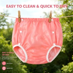 1 Piece Washable Reusable Adult Cloth Pants Pink & Transparent Soft Breathable Comfortable Lightweight Cost Saving Machine Wash