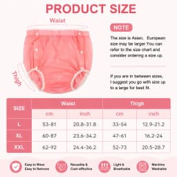 1 Piece Washable Reusable Adult Cloth Pants Pink & Transparent Soft Breathable Comfortable Lightweight Cost Saving Machine Wash