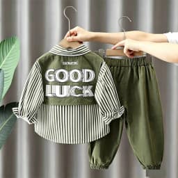 New Spring Autumn Boys Clothing Sets Long Sleeve Striped Letter Label Shirt + Pants 2Pcs Suit For 2-8 Years Kids Casual Outfits