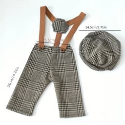 Newborn Flat Cap Sets Boy Overalls For Photo Shoot Bebe Fotografia Outfit Pants Suspender Straps Photo Baby Photography Props