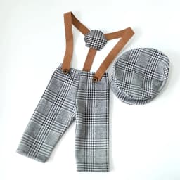 Newborn Flat Cap Sets Boy Overalls For Photo Shoot Bebe Fotografia Outfit Pants Suspender Straps Photo Baby Photography Props