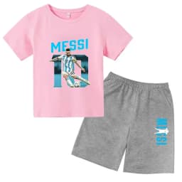 Summer Children‘s Set Brand Messi Print Short Sleeve T-shirt + Shorts 2pcs Set Sportsuit Casual Fashion Kid Boy Girl Fan Clothes