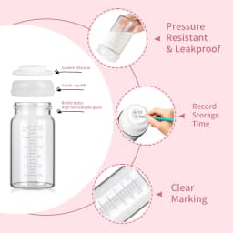 2Pcs 180ml Wide-Mouth Breastmilk Storage Bottles with Sealing Cap, Leak-Proof Design, Compatible with Spectra S1 S2 Breast Pumps