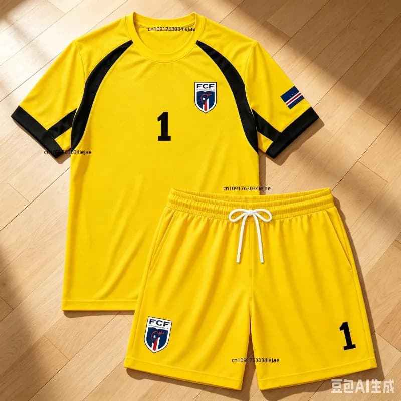 2026 Cape Verde Kids Football Jersey Set Boys Girls Fan Short Sleeve T-Shirt Shorts 2 Piece Sports Training Summer Uniform