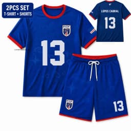 2026 Cape Verde Kids Football Jersey Set Boys Girls Fan Short Sleeve T-Shirt Shorts 2 Piece Sports Training Summer Uniform