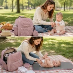 Mommy Diaper Bag Baby Stroller Organizer Backpack Large Capacity Outdoor Travel Maternity Bag With Insulated Pocket Changing Pad