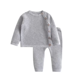 2PCS Autumn Winter Baby Boys Girls Solid Color Clothing Newborn Baby Casual Clothes Suit Infant Long Sleeve Top+Pants Pajamas
