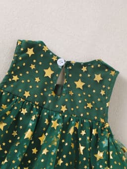 Christmas Star Pattern Sleeveless Tulle Dress for Baby Girls Toddler Girls' Clothing Festive Outfit for Children