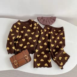MILANCEL New Spring Children's Knitted Set 9M-6T Cute Love Girls Sweater +Pants Sweet Versatile Kids Clothes Baby Outfit 2PCS