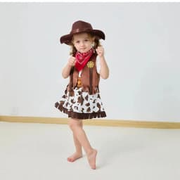 Little Girls Western Cowgirl Dress‑Up Outfit Fringe Cow Print Skirt Kids Costume Set for Carnival Theme Party
