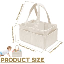 Baby Diaper Caddy Organizer Corduroy Diaper Storage Basket with Handle Foldable Multi-pocket Newborn Nappy Storage Organizer