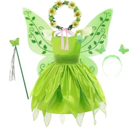 Girls Fairy Costume Dress Halloween Costumes Green Fancy Summer Dresses Princess Cosplay Carnival Party 3 4 5 6 7 8 Years