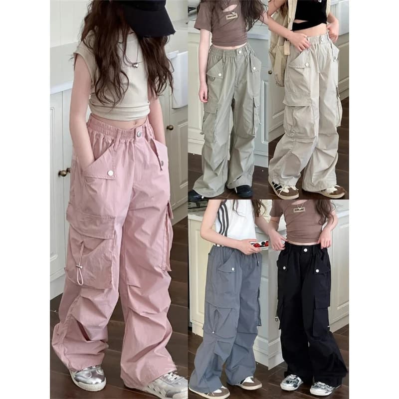 ZOETOPKID Girls Pants Spring Kids Hip Hop Pants Summer Children's Streetwear Casual Trousers Autumn Teen Large Size Sweatpants