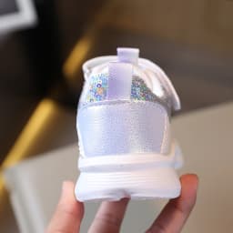 Girls Sequined Casual Sneakers, Kids Magic Tape Fashion Daily Walking Shoes