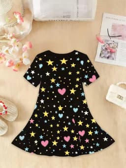 Kpop Cartoon Graphic Dress for Girls Funny Gift for Fan Harajuku Girl Clothes Summer Tops Short Sleeve Dress Children's Clothing