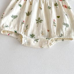 Summer 2026 New Style Baby Girls' Fashionable Crawling Suits, Short Sleeve, with Flower Prints and Flap Collar for Toddlers
