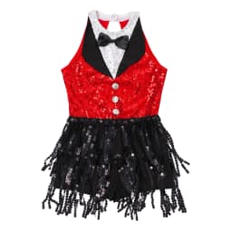 6-16Y Kids Girls Jazz Latin Dance Bodysuit Cha-cha Samba Rumba Tango Ballroom Dancewear Sleeveless Shiny Tassels Leotard Dress