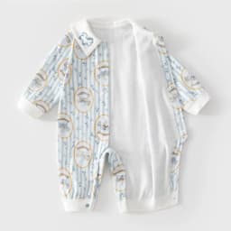 2026 Spring Newborn Baby Jumpsuit Cotton Full Print Romper 0-24M Toddler Girls Boys Collar Detail Soft Sleepwear Onesie