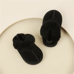 New Winter Baby Shoes Leather Warm Plush Toddler Kids Slipper Shoes Rubber Non-slip Indoor Fashion Little Girls Slipper