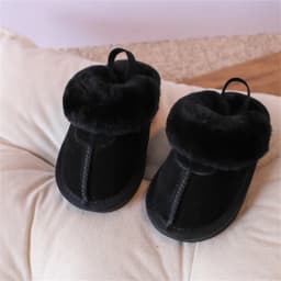 New Winter Baby Shoes Leather Warm Plush Toddler Kids Slipper Shoes Rubber Non-slip Indoor Fashion Little Girls Slipper