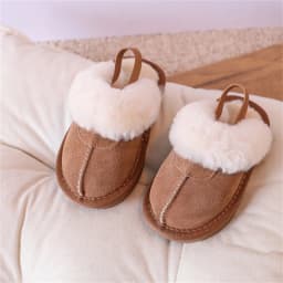 New Winter Baby Shoes Leather Warm Plush Toddler Kids Slipper Shoes Rubber Non-slip Indoor Fashion Little Girls Slipper
