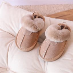 New Winter Baby Shoes Leather Warm Plush Toddler Kids Slipper Shoes Rubber Non-slip Indoor Fashion Little Girls Slipper