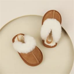 New Winter Baby Shoes Leather Warm Plush Toddler Kids Slipper Shoes Rubber Non-slip Indoor Fashion Little Girls Slipper