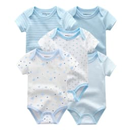 Kiddiezoom 5 Pcs/Lot Four Seasons Fashion Cartoon Short Sleeve Baby Boy Girl Bodysuits Soft 100%Cotton NewbornOnesies