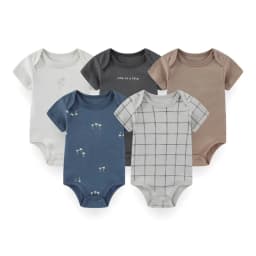 Kiddiezoom 5 Pcs/Lot Four Seasons Fashion Cartoon Short Sleeve Baby Boy Girl Bodysuits Soft 100%Cotton NewbornOnesies