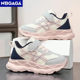 Children’s Black Causal PU Leather Running Shoes Anti-Slip Outdoor Sneakers for Boy and Girl Sport Tennis Size 30-39