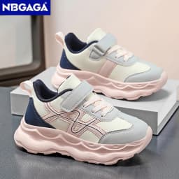 Children’s Black Causal PU Leather Running Shoes Anti-Slip Outdoor Sneakers for Boy and Girl Sport Tennis Size 30-39