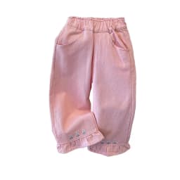 1 to 8 Years Girls Pants Kids Embroidered Flower Jeans Autumn Spring New Fashion Children Pants Korean Breathable Soft Trousers