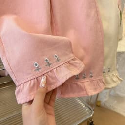 1 to 8 Years Girls Pants Kids Embroidered Flower Jeans Autumn Spring New Fashion Children Pants Korean Breathable Soft Trousers
