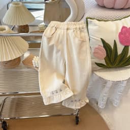 1 to 8 Years Girls Pants Kids Embroidered Flower Jeans Autumn Spring New Fashion Children Pants Korean Breathable Soft Trousers
