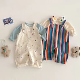 Unisex Spring New Kids Clothes Fashion Overalls Polk Dot Jumpsuits Striped Overalls Children Play Suit