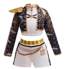 Kids Black Gold 3D Printed Jacket Shorts Set Girls Cosplay Outfit For Stage Show Birthday Party Halloween Carnival Dress Up
