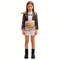 Kids Black Gold 3D Printed Jacket Shorts Set Girls Cosplay Outfit For Stage Show Birthday Party Halloween Carnival Dress Up