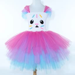 Gabby Dollhouse Costume for Girls Cartoon Cakey Cat Tutu Princess Dress 3 Layers Baby Kids Carnival Halloween Birthday Dress Up