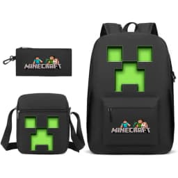 Anime Minec rafted Backpack 3pcs Women Men Backpack Travel Bag Schoolbag for Teens Girl Boys Solid Color Laptop Mochila GIFT